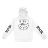 Miami Hoodie in White - front-sleeves view
