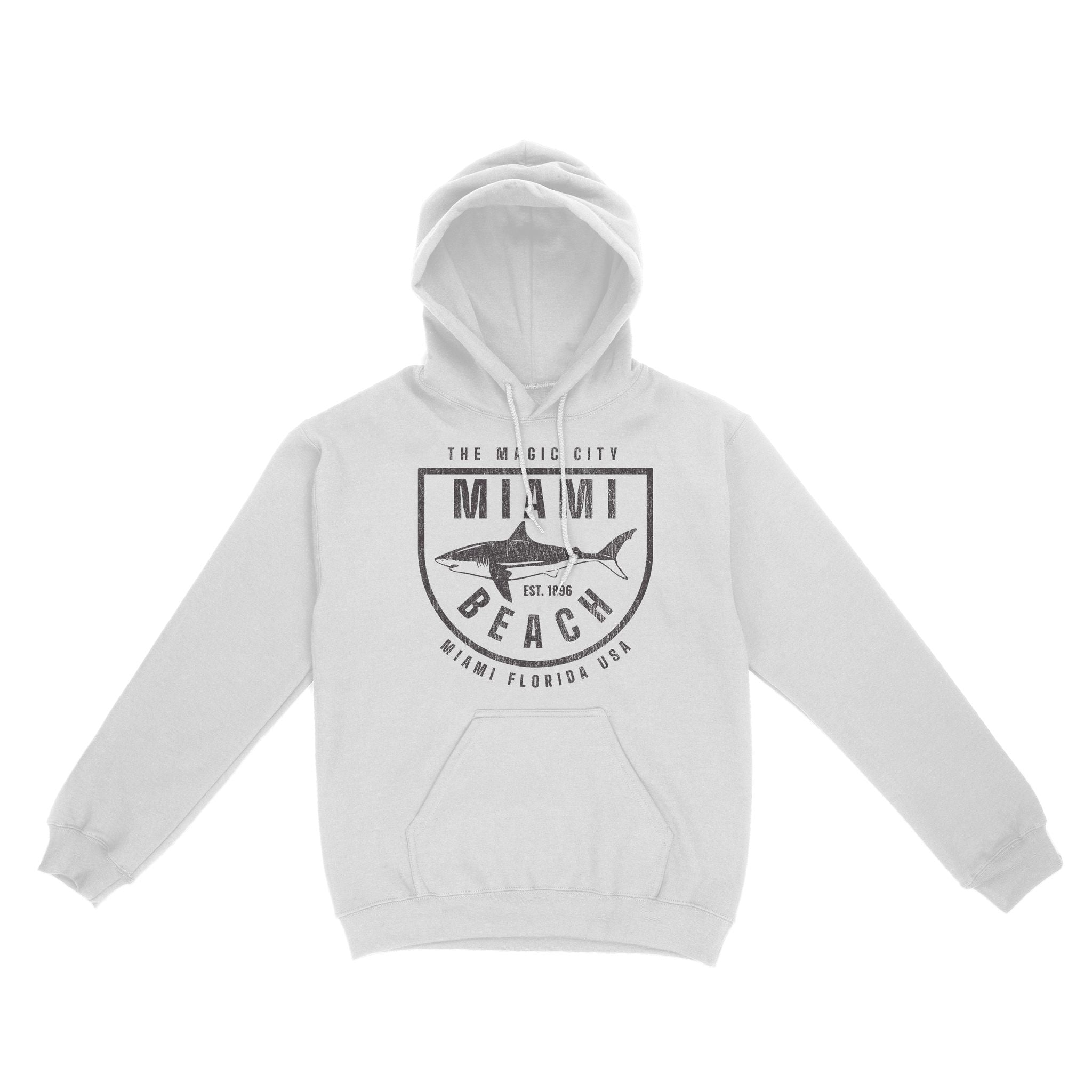Miami Shark Classic Hoodie White front