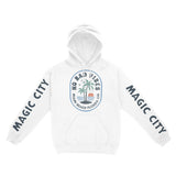 Miami Hoodie in White - front-sleeves view