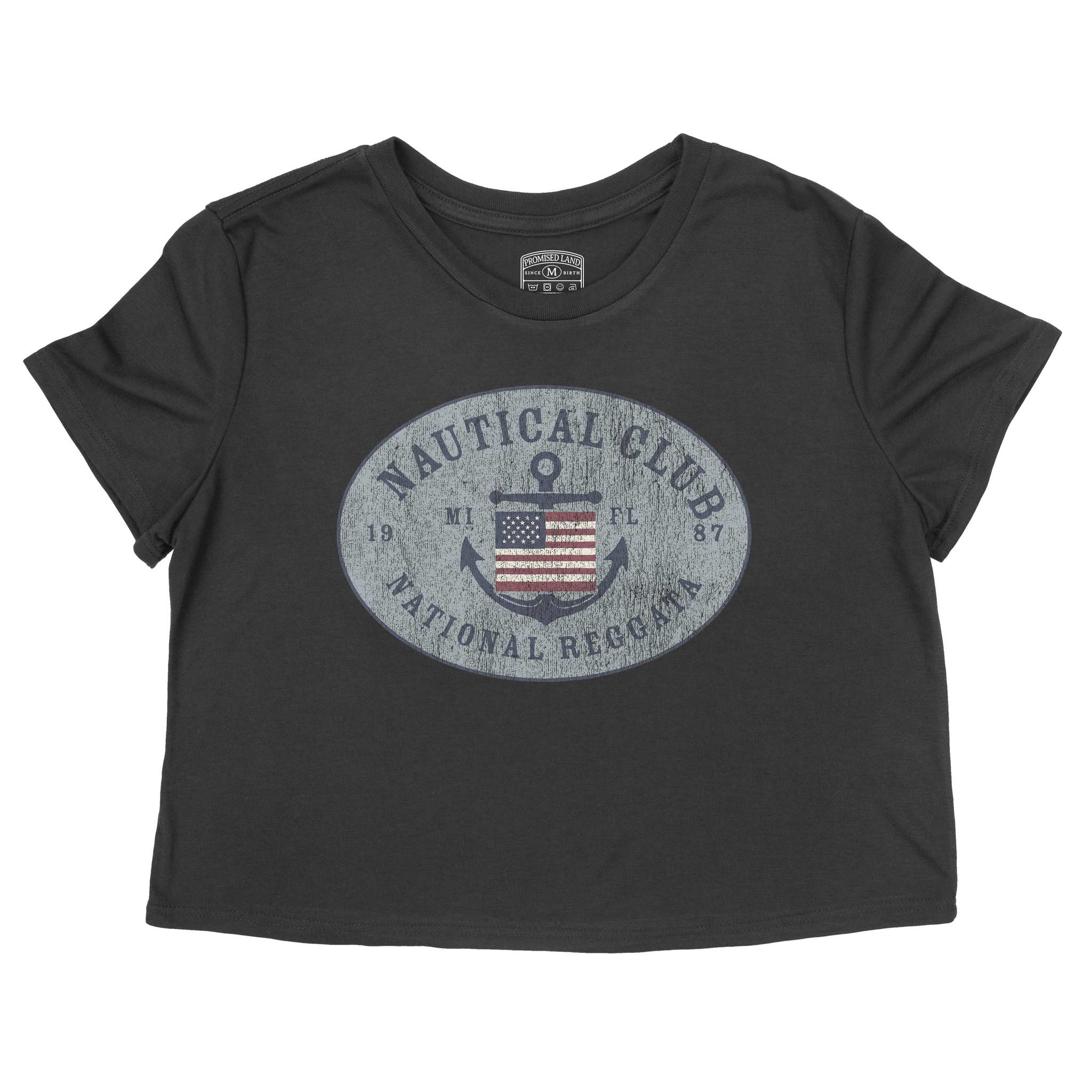 Miami Nautical 2 Cropped Tee Black front