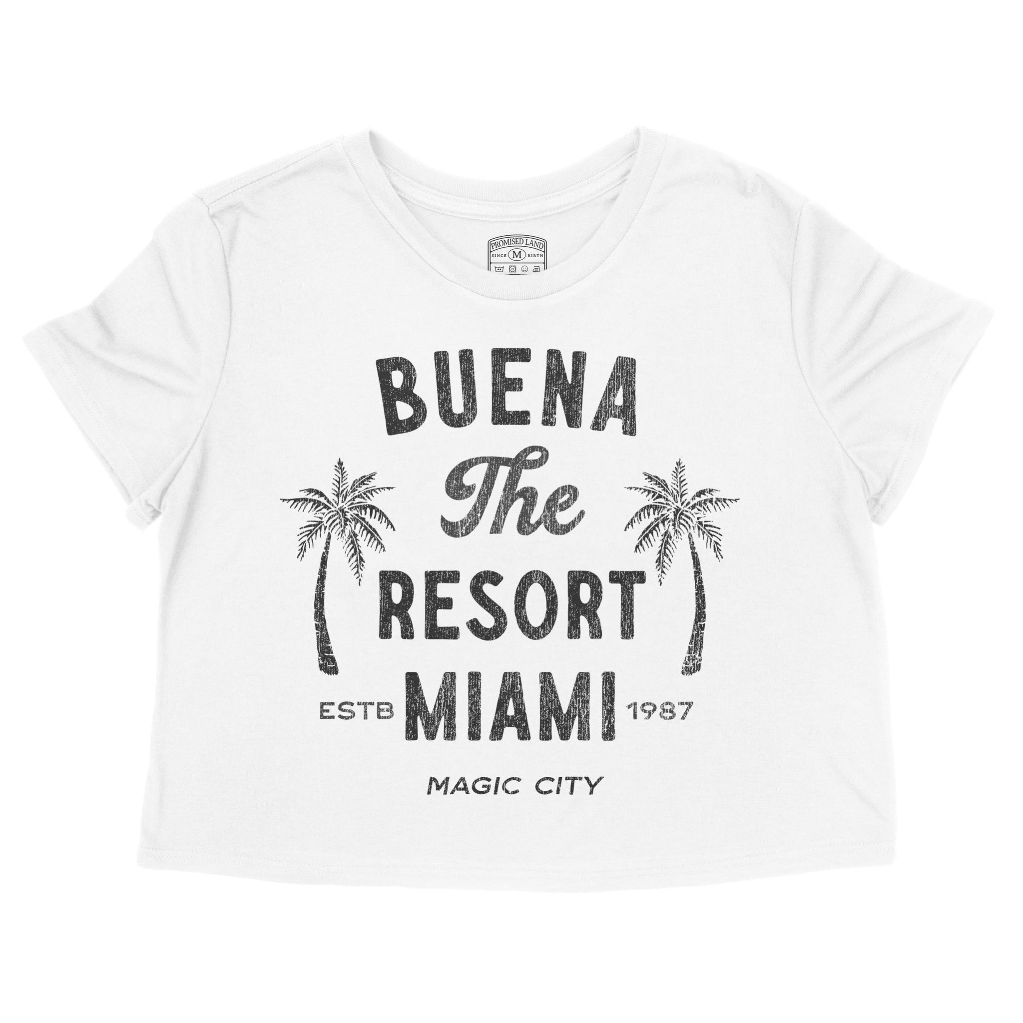 Miami Buena Resort Cropped Tee White front