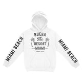 Miami Hoodie in White - front-sleeves view