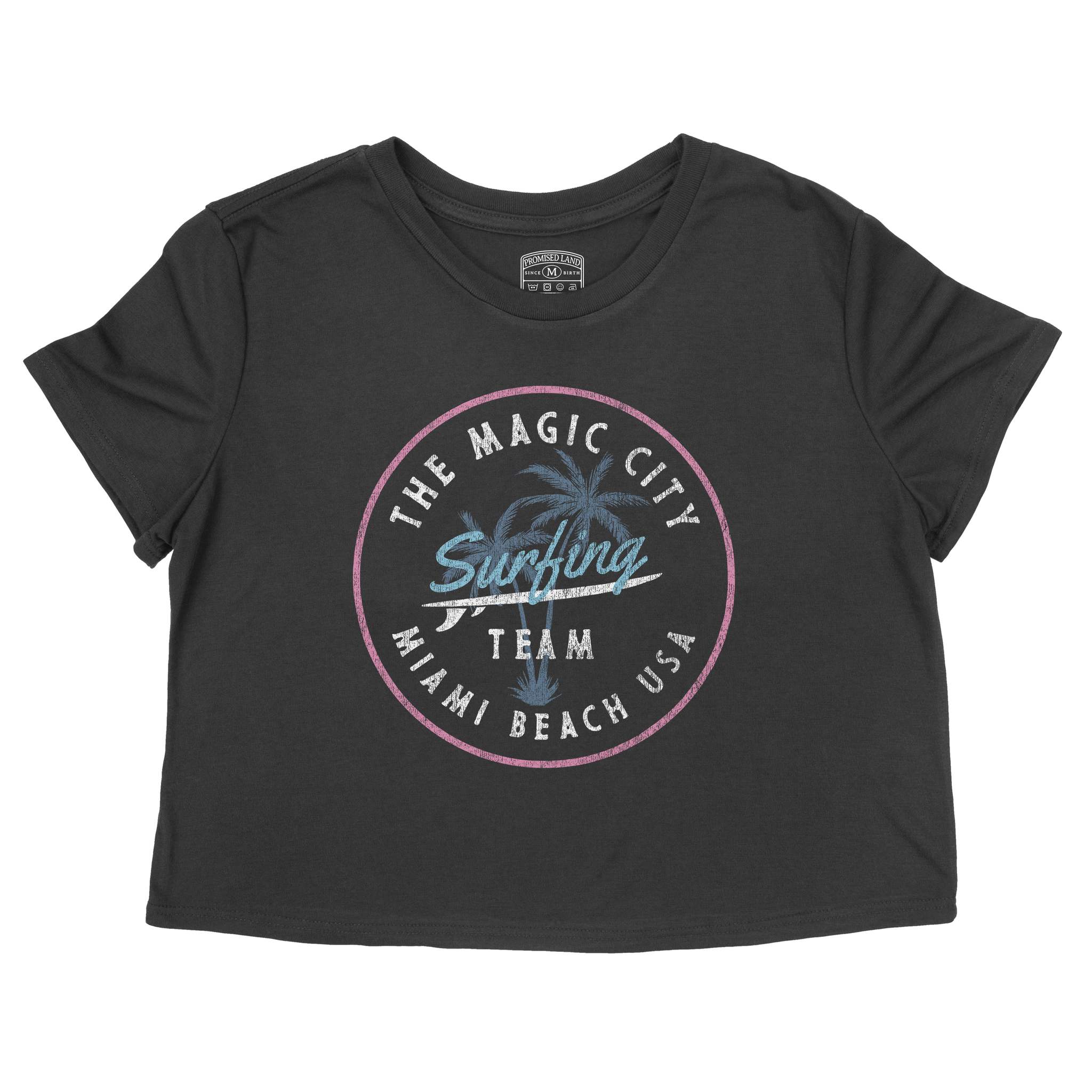 Miami Surf Team Cropped Tee Black front