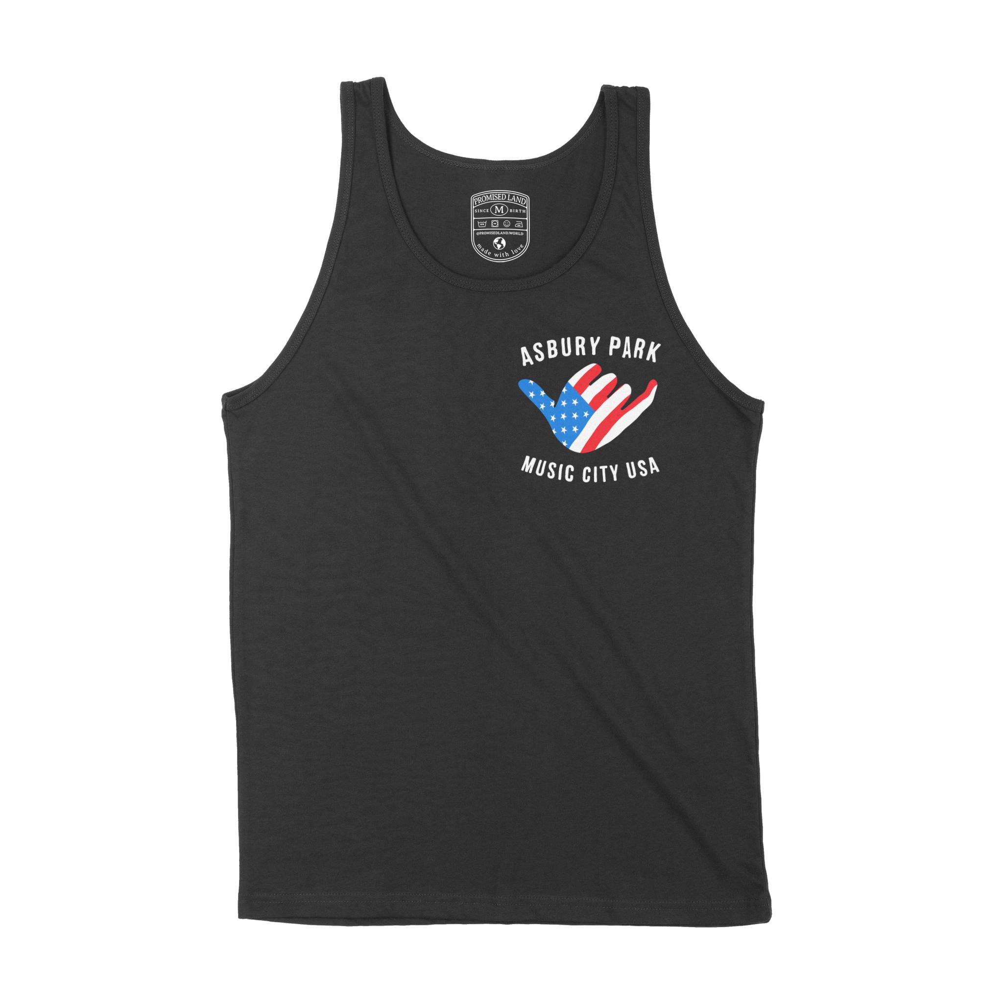 Asbury Park American Shaka Tank Top in Black - front view