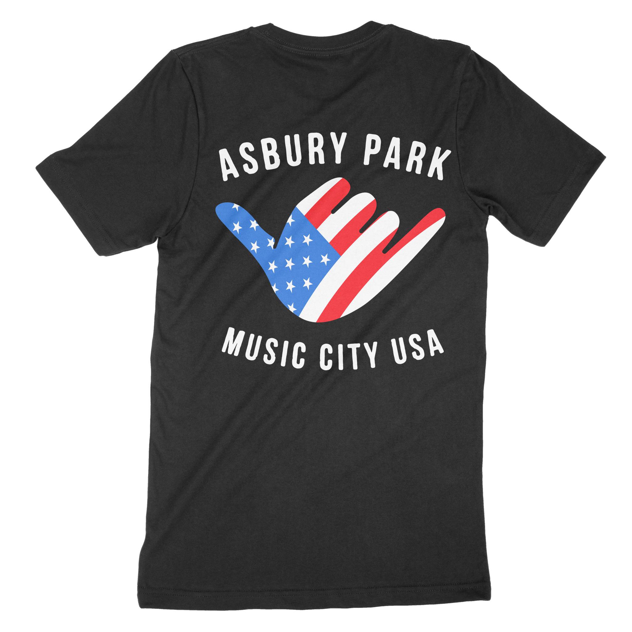 Asbury Park American Shaka T-Shirt in Black - back view
