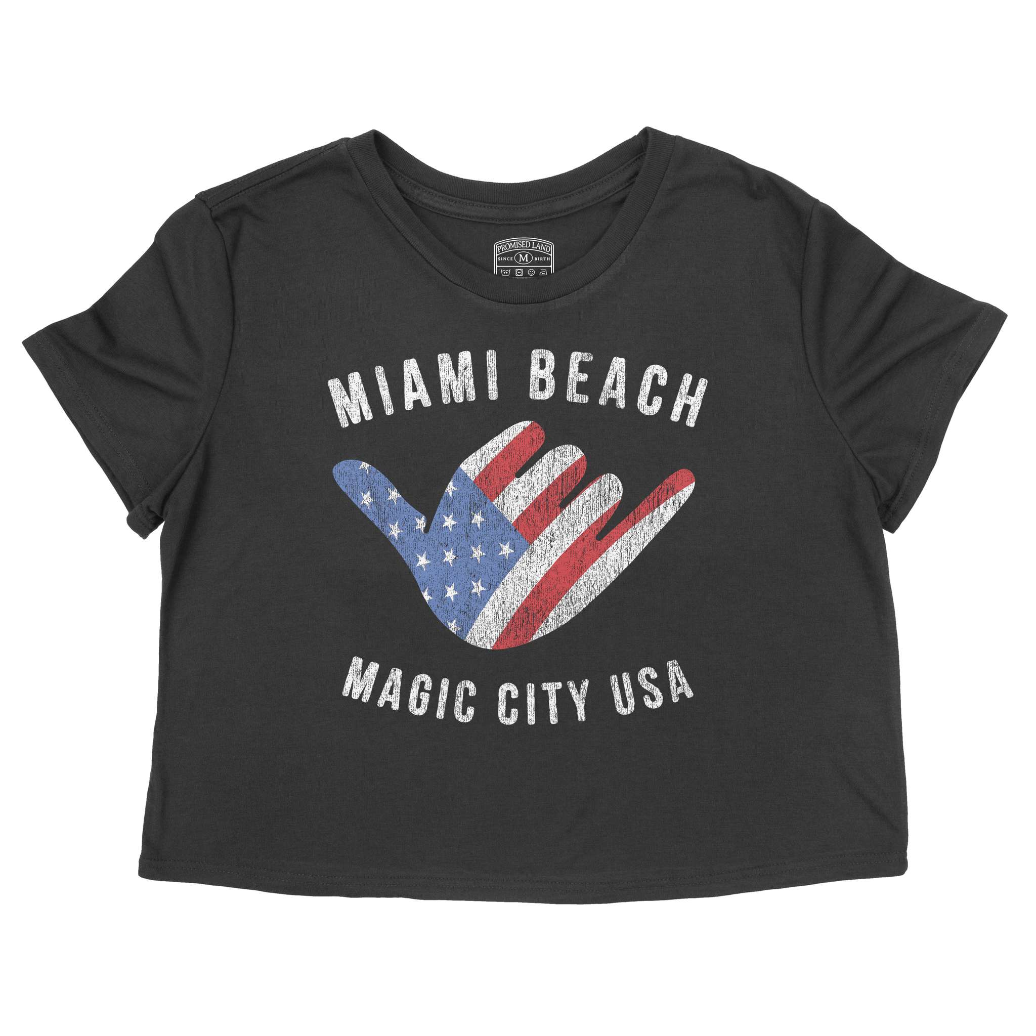 Miami American Shaka Cropped Tee Black front