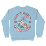 Asbury Park Mermaid Skeleton Crewneck in Light Blue - back view