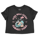 Asbury Park Mermaid Skeleton Cropped Tee in Black - front view