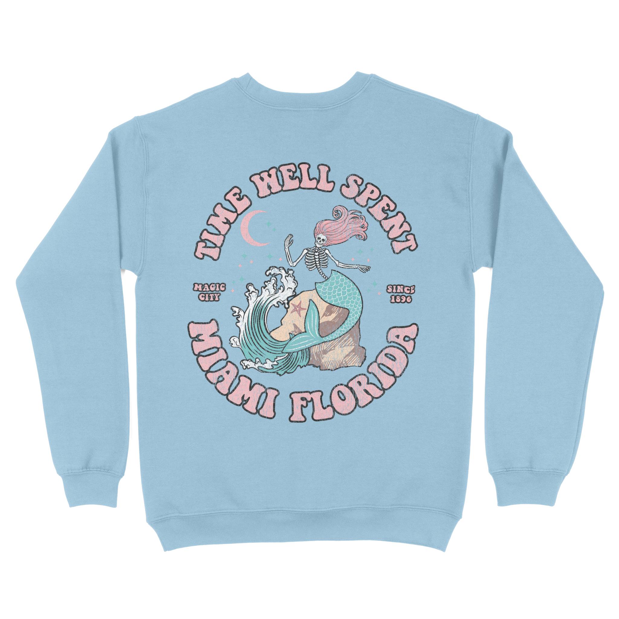 Miami Crewneck in LIght Blue - back view