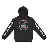 Miami Mermaid Skeleton Hoodie in Black - front view with sleeves