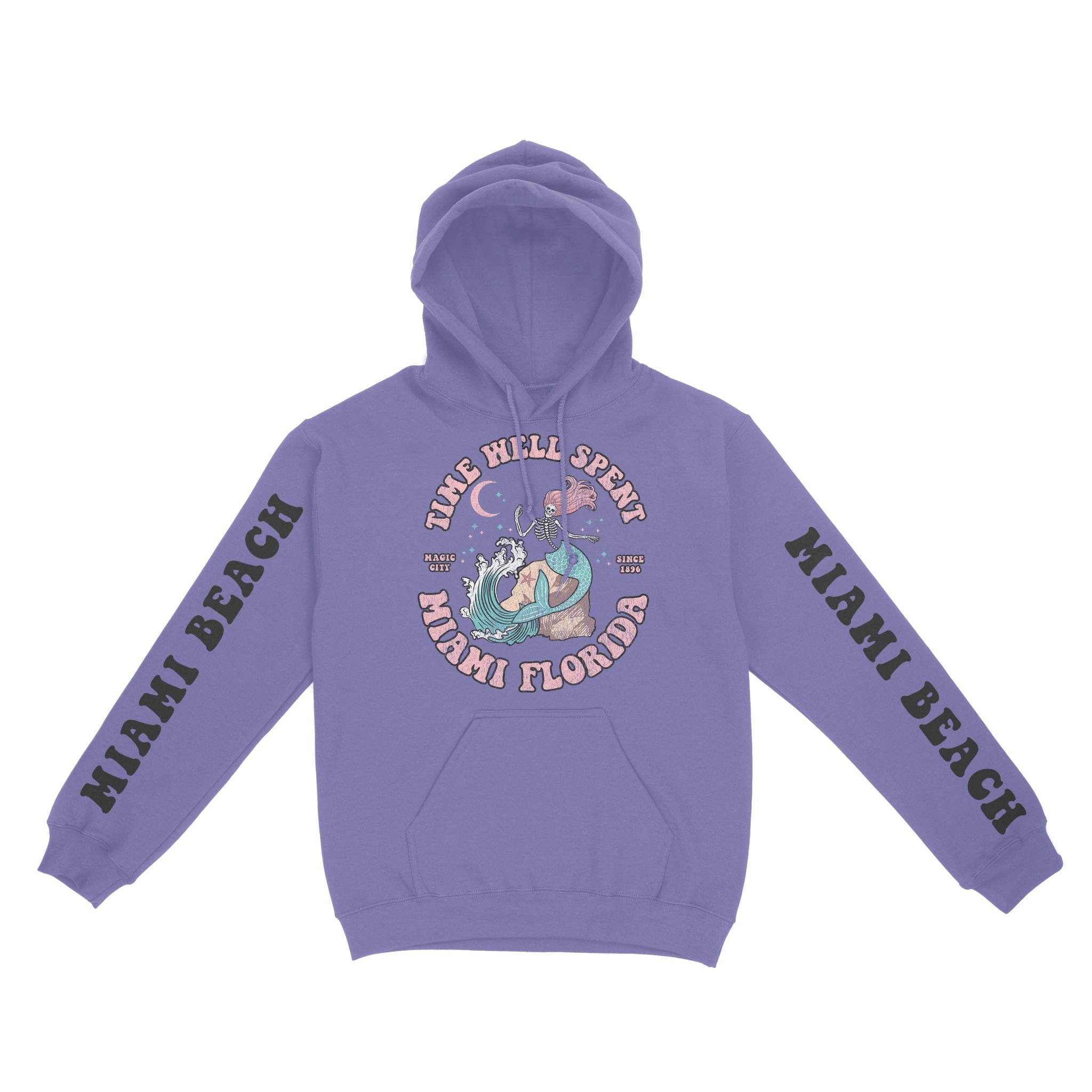 Miami Hoodie in Violet - front-sleeves view