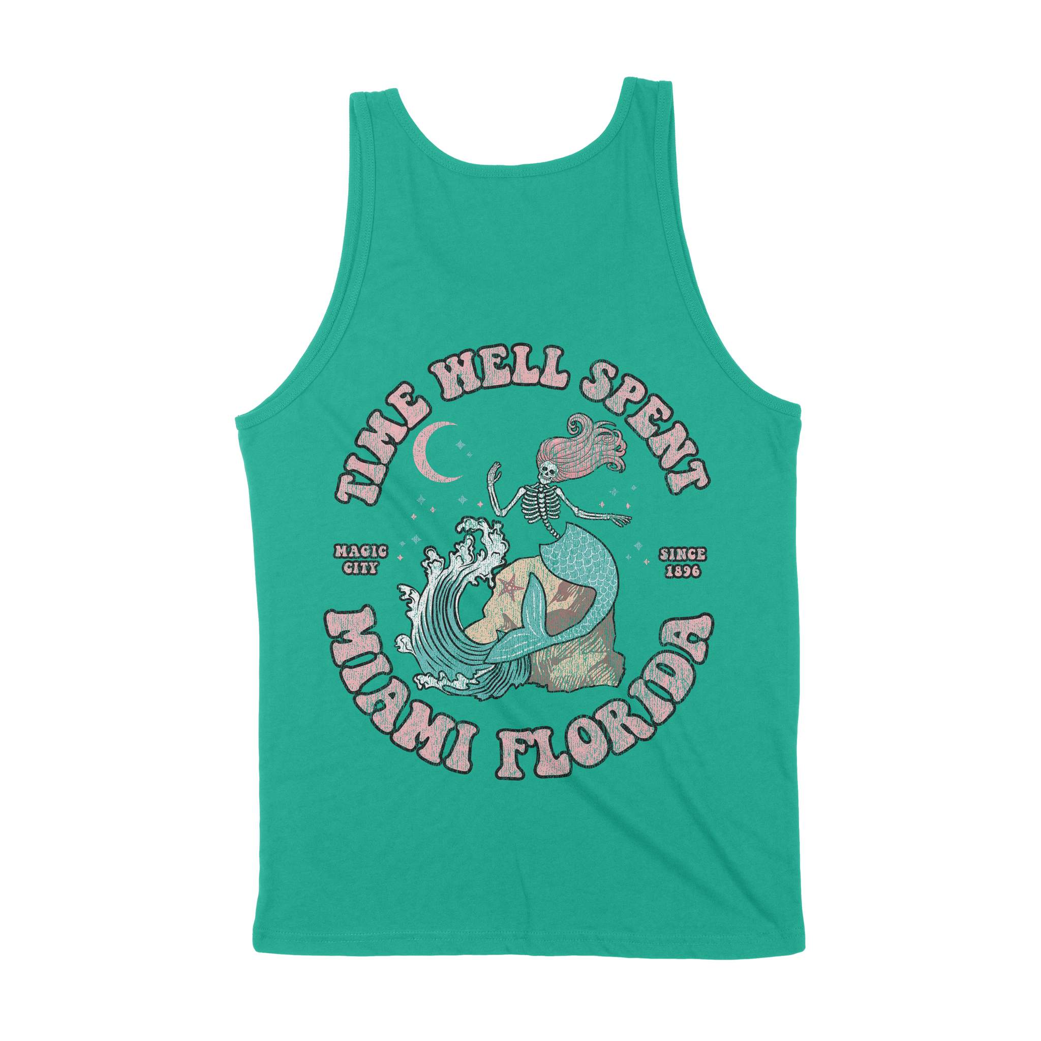 Miami Mermaid Skeleton Tank Top Teal back