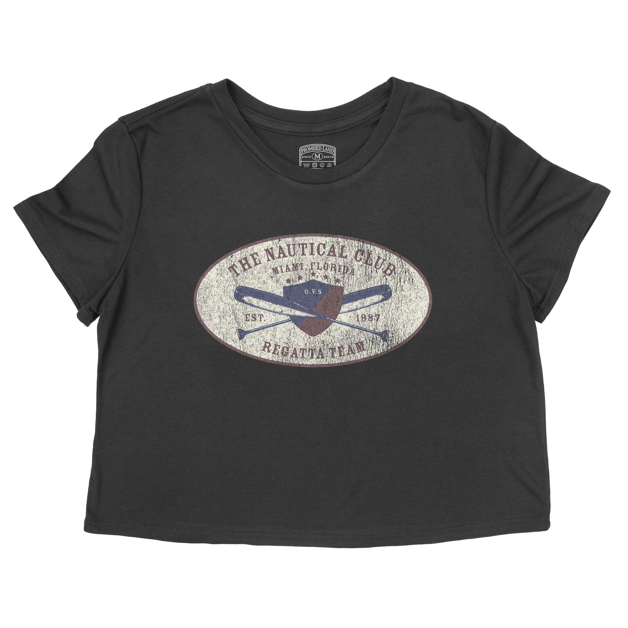 Miami Nautical Cropped Tee Black front