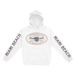 Miami Hoodie in White - front-sleeves view