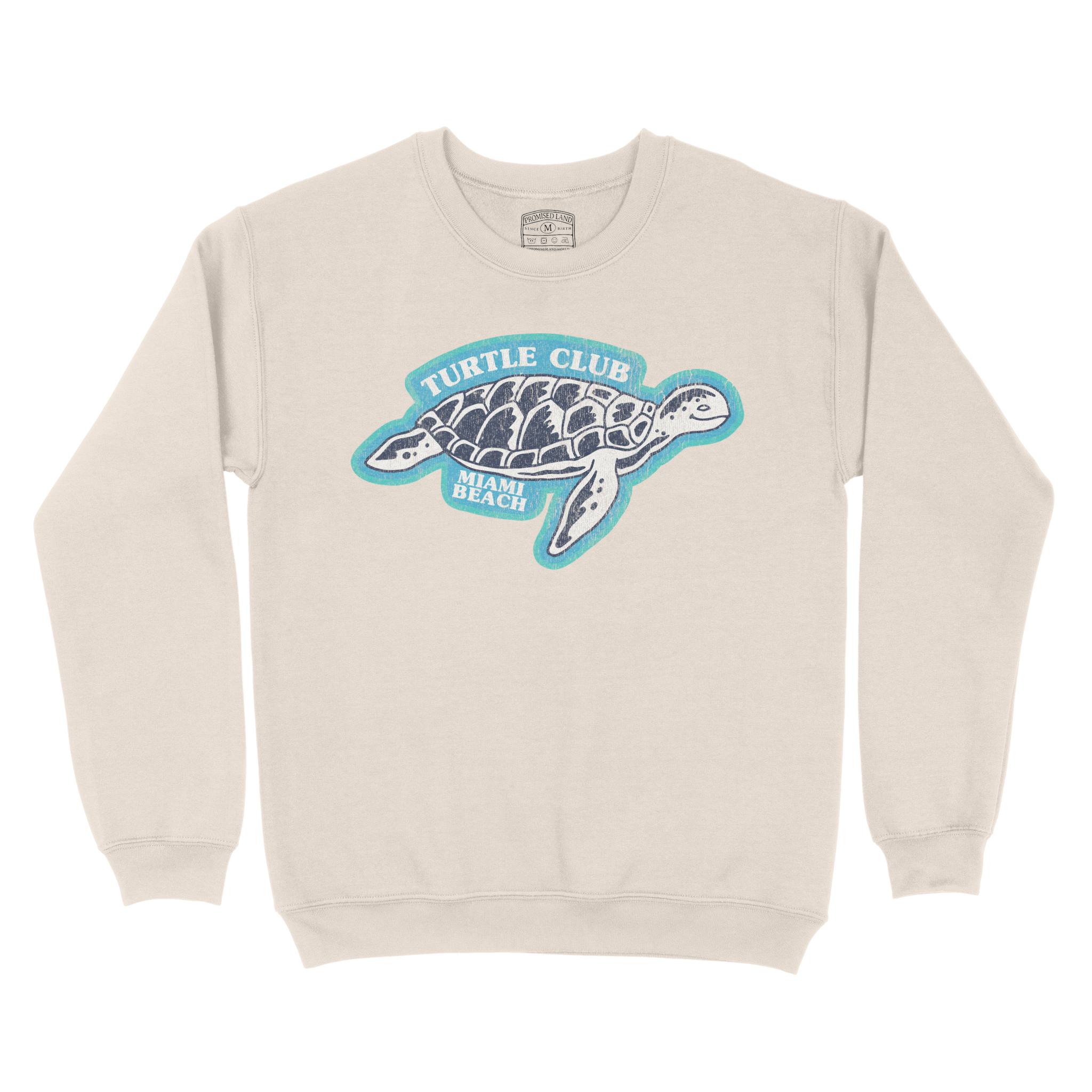 Miami Turtle Time Crewneck in Natural - front view