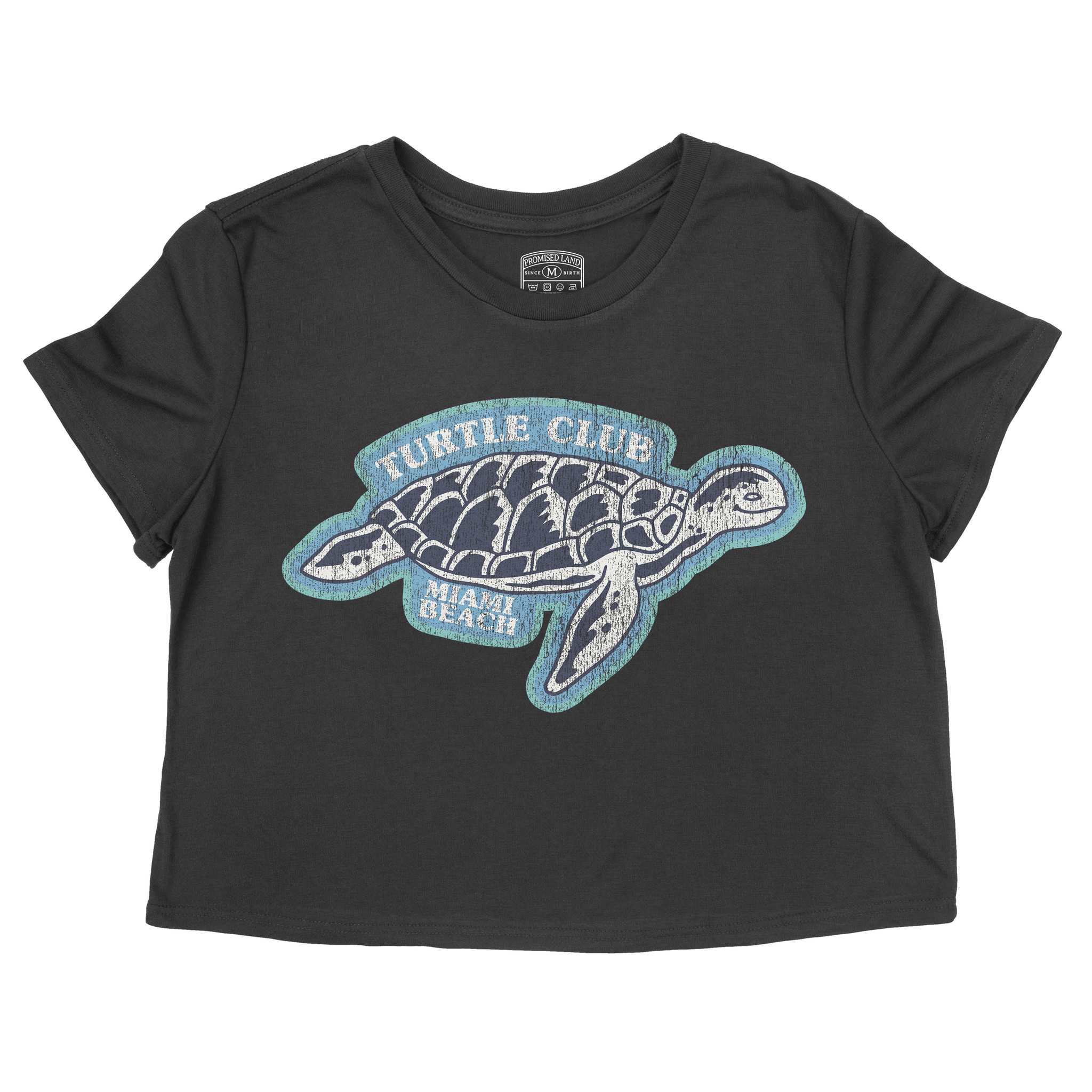 Miami Turtle Time Cropped Tee Black front