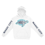 Miami Hoodie in White - front-sleeves view