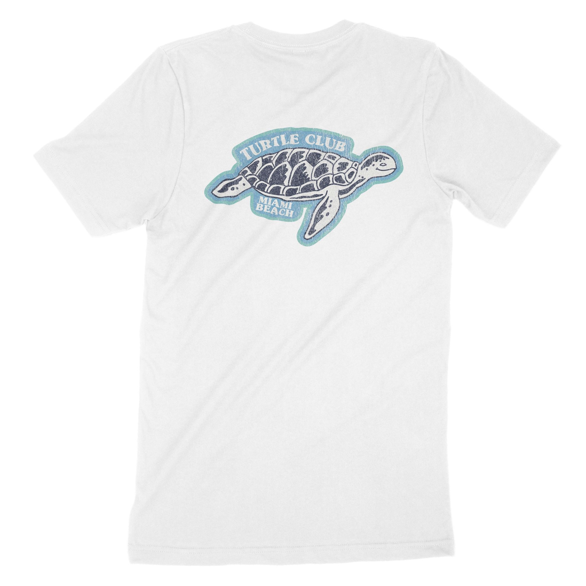 Miami Turtle Time T-Shirt in White - back view