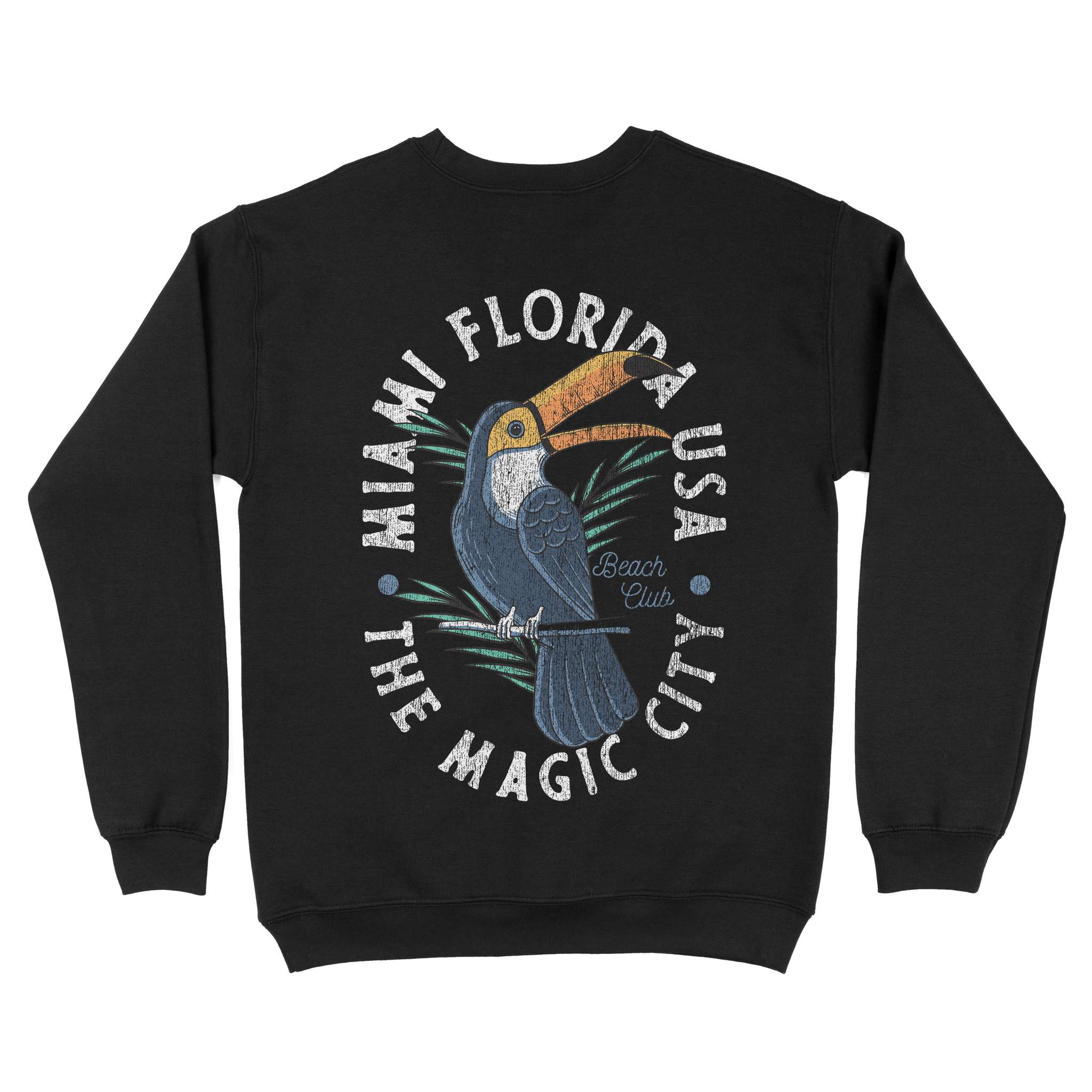 Miami Toucan Time Crewneck Black back