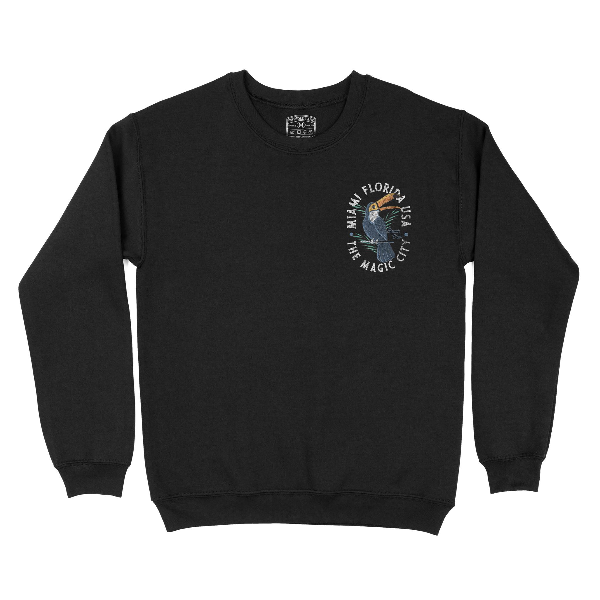 Miami Toucan Time Crewneck Black front