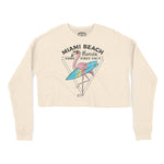 Miami Flamingo Cropped Crew in Natural - front view