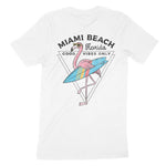 Miami Flamingo T-Shirt in White - back view