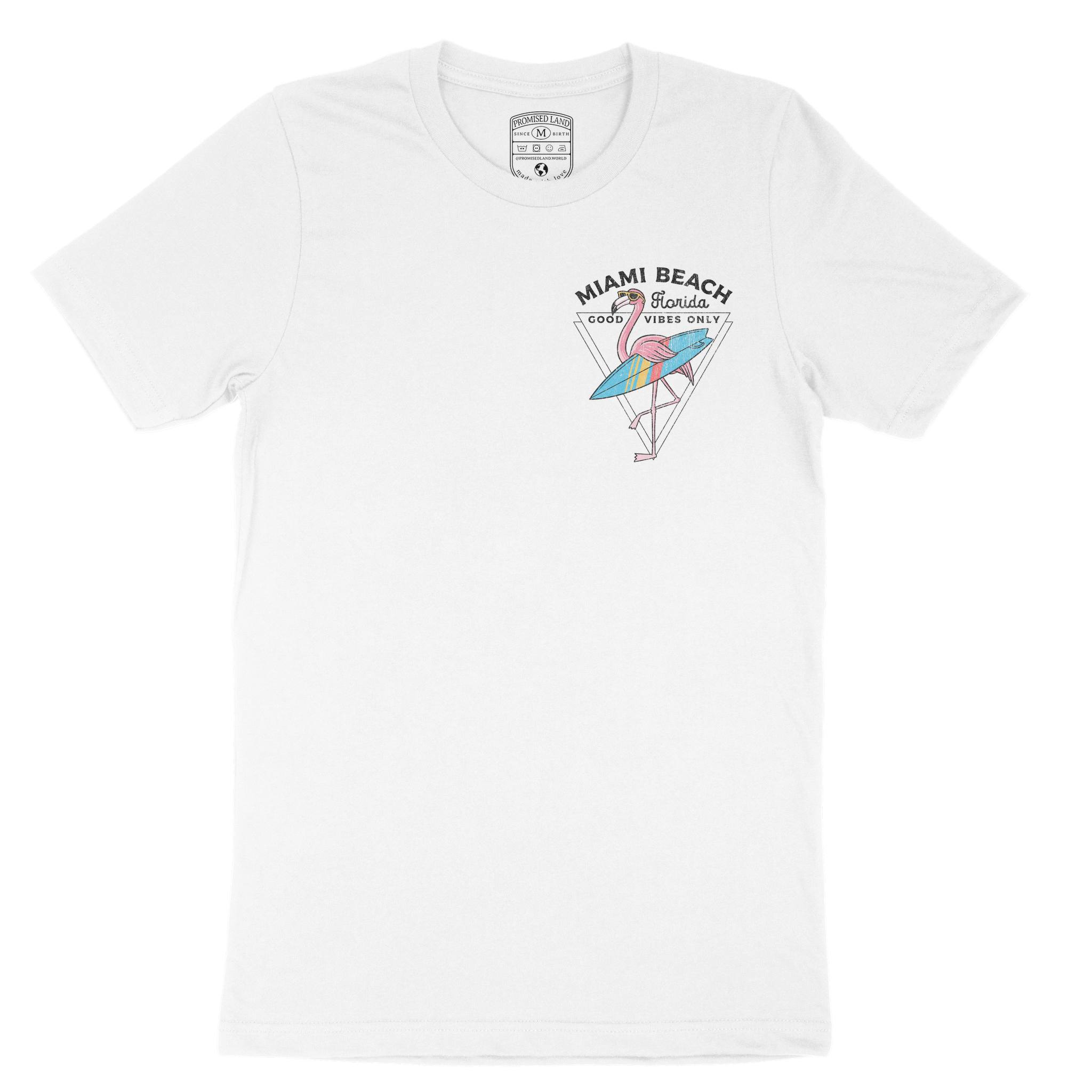 Miami Flamingo T-Shirt in White - front view