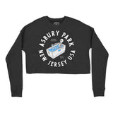 Asbury Park Skull Cooler Cropped Crew in Black - front view