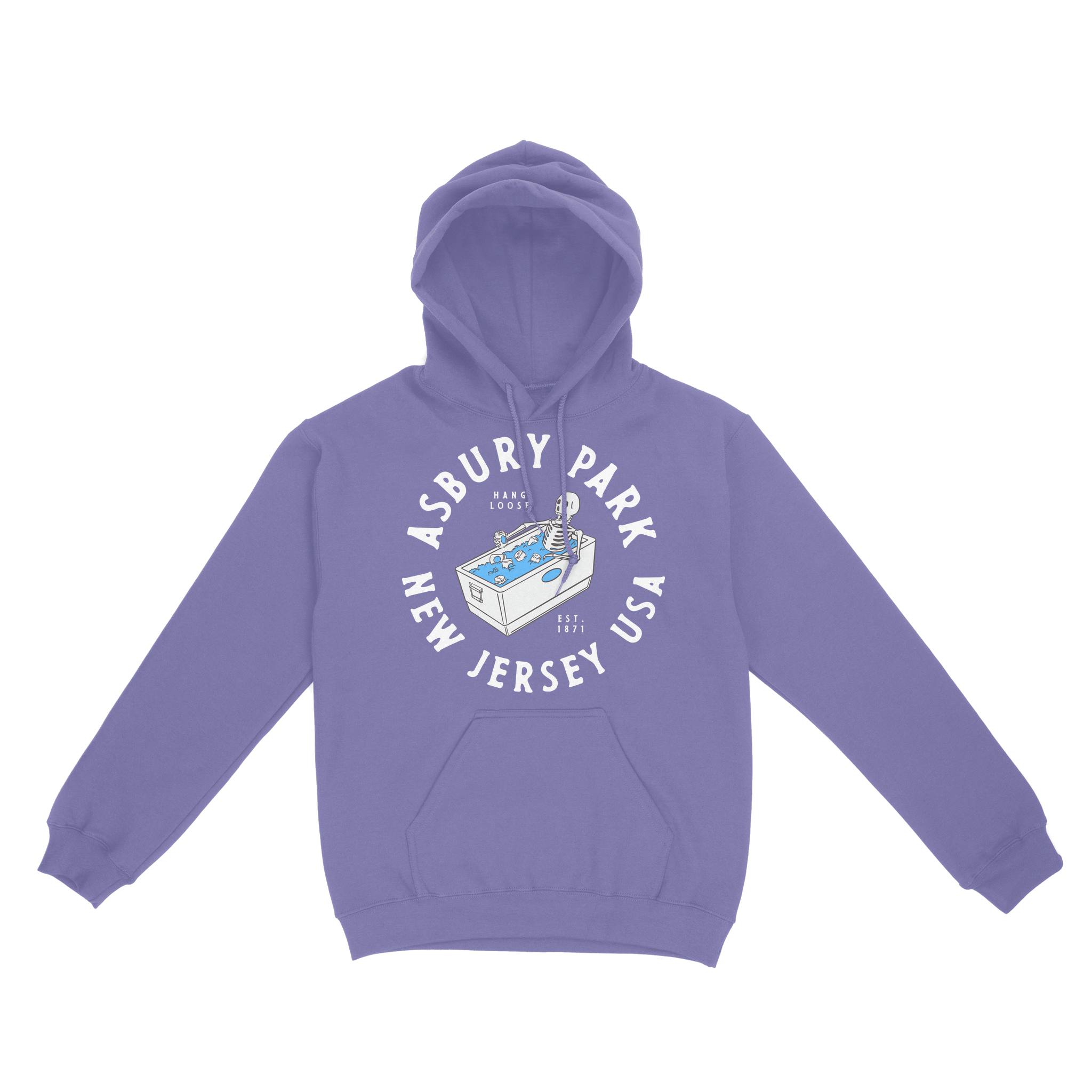 Asbury Park Skull Cooler Hoodie in Violet - front view