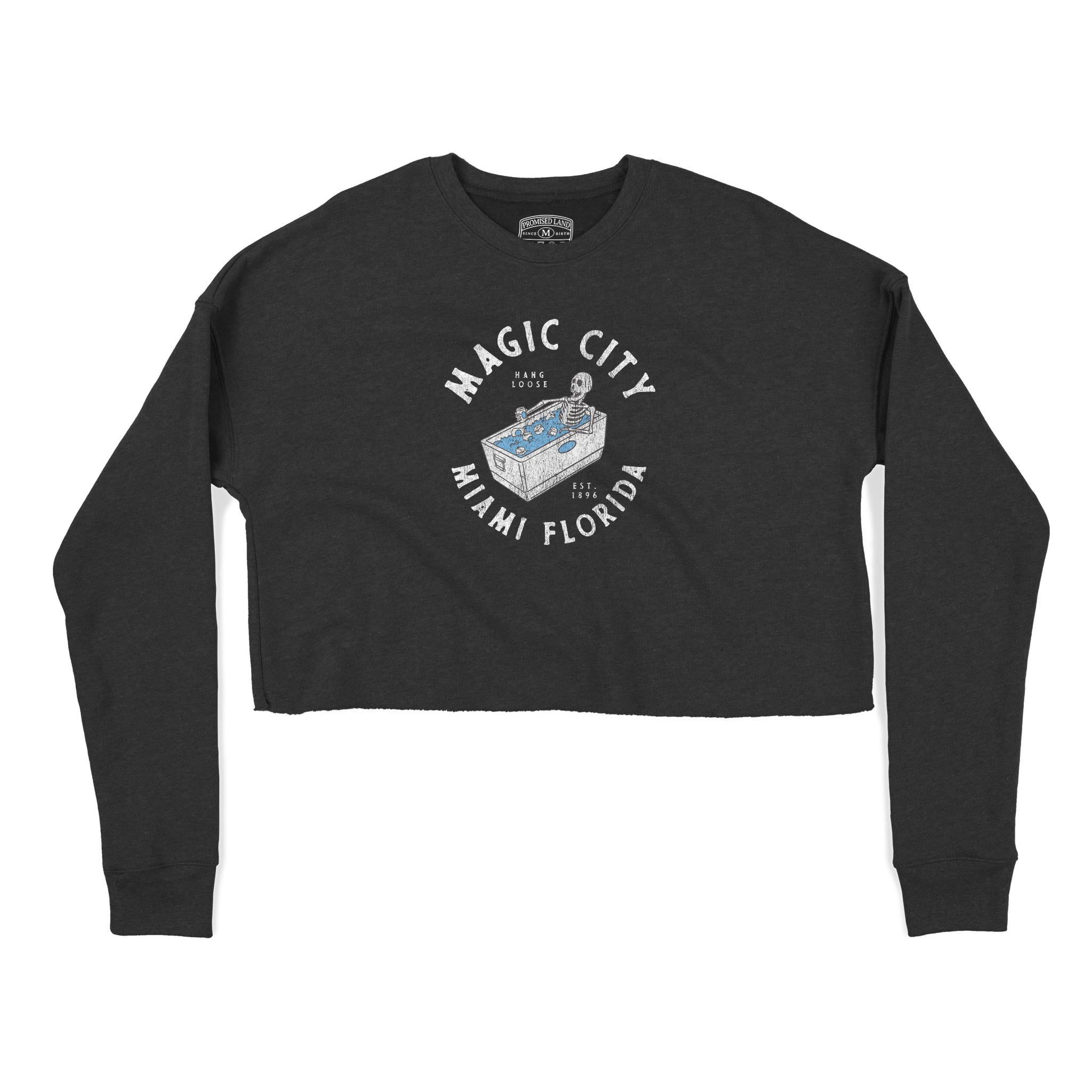 Miami Cropped Crew in Black - front view