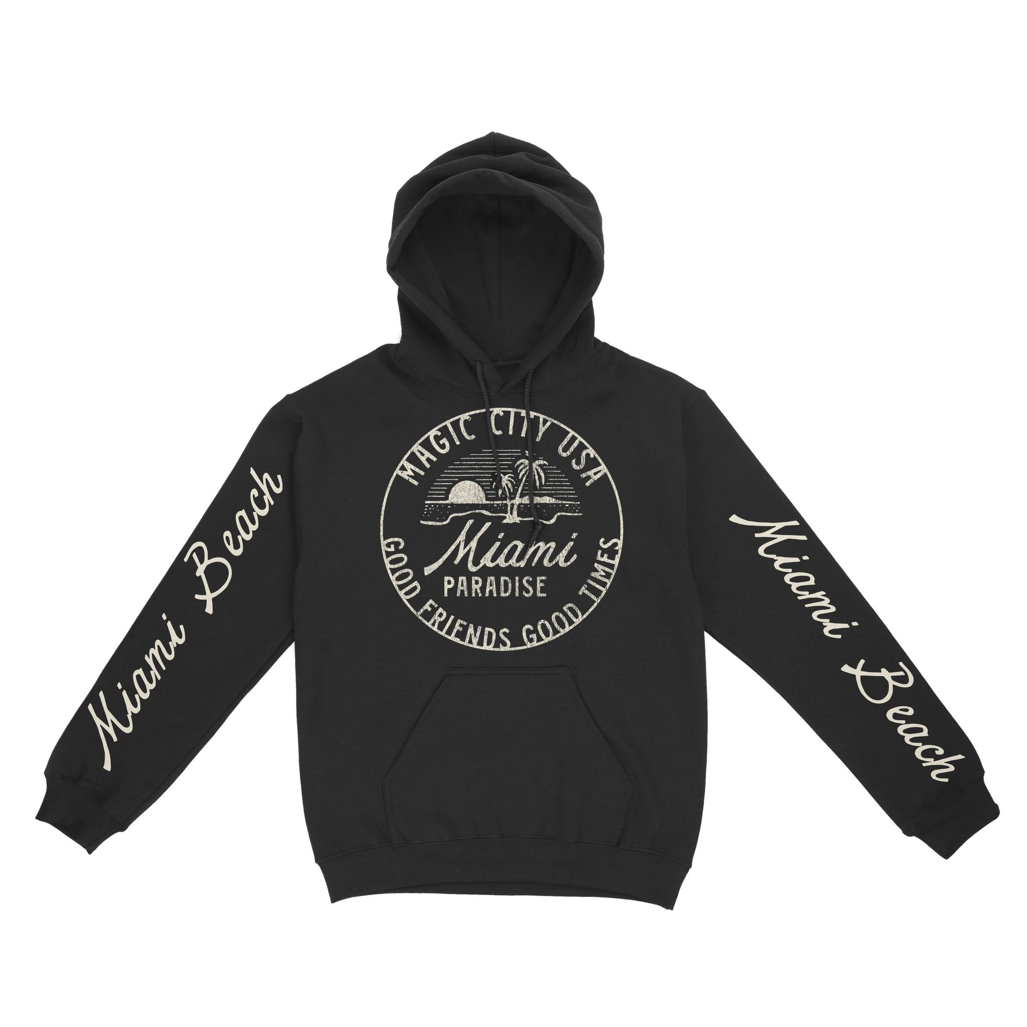 Miami Hoodie in Black - front-sleeves view
