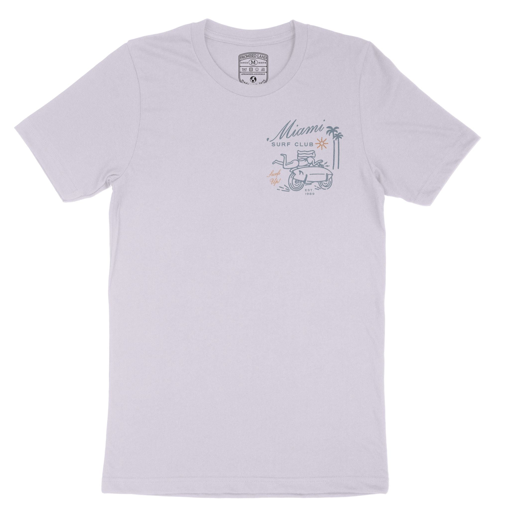 Miami Surf Bike T-Shirt Lavender Dust front
