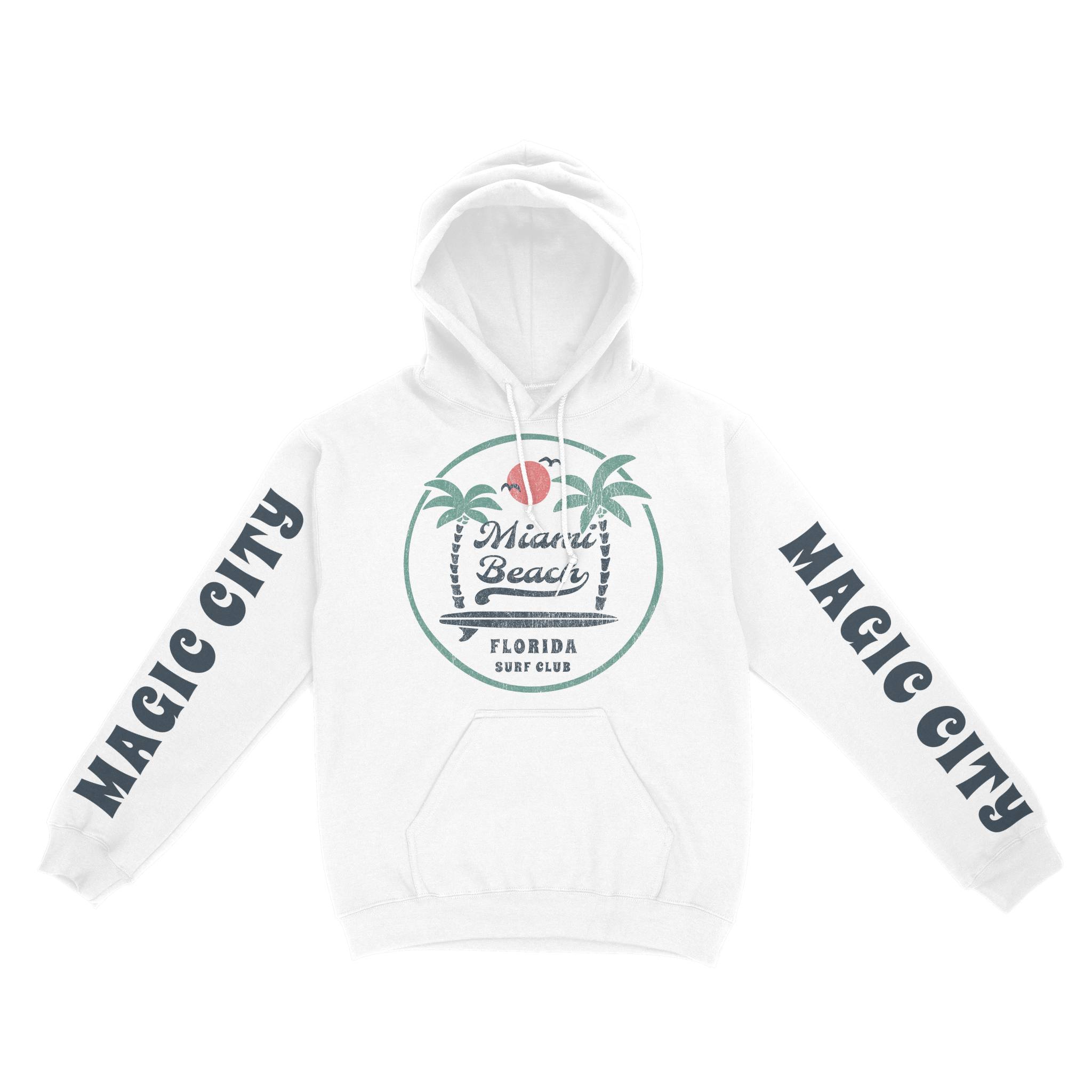 Miami Hoodie in White - front-sleeves view