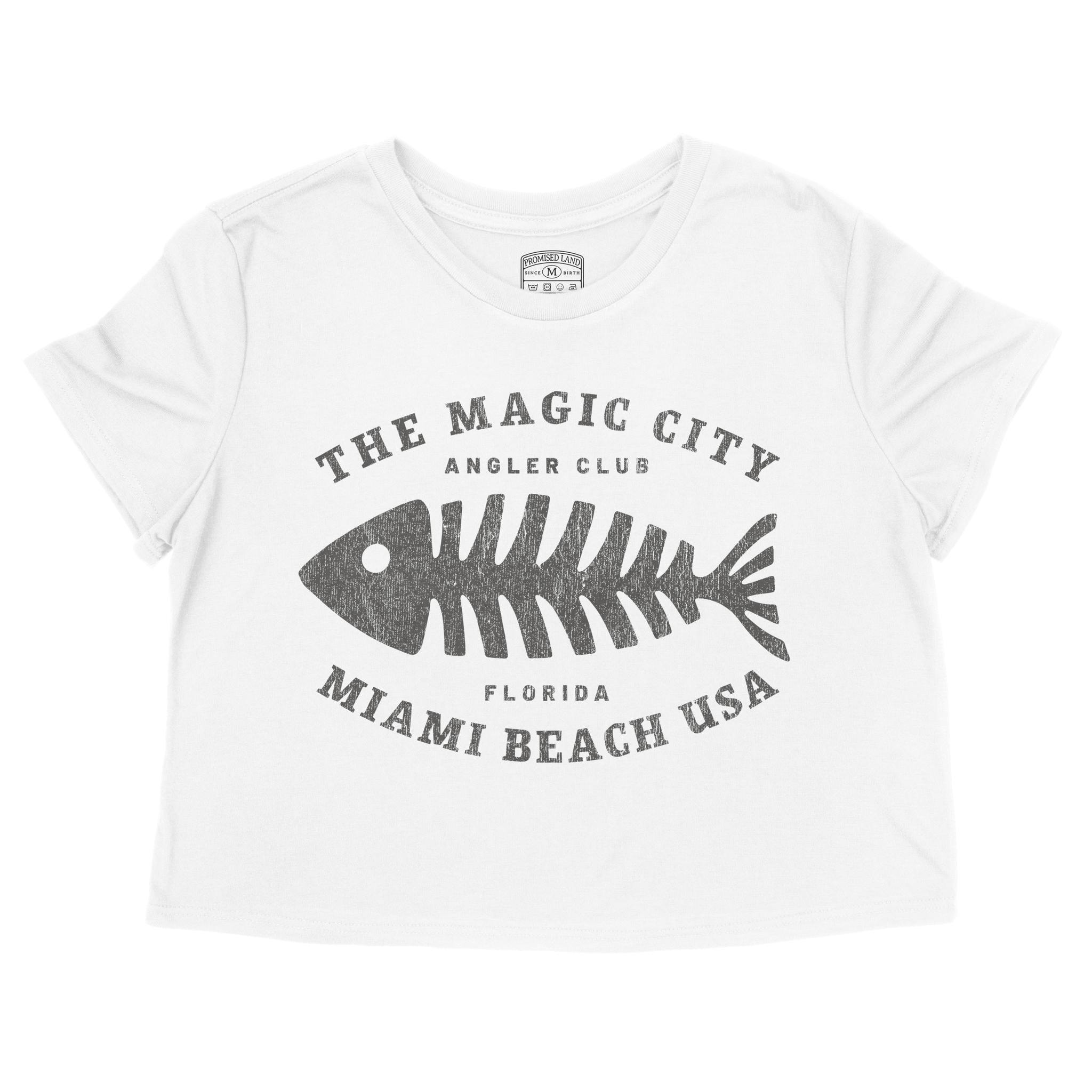 Miami Fishbone Cropped Tee in White - front view