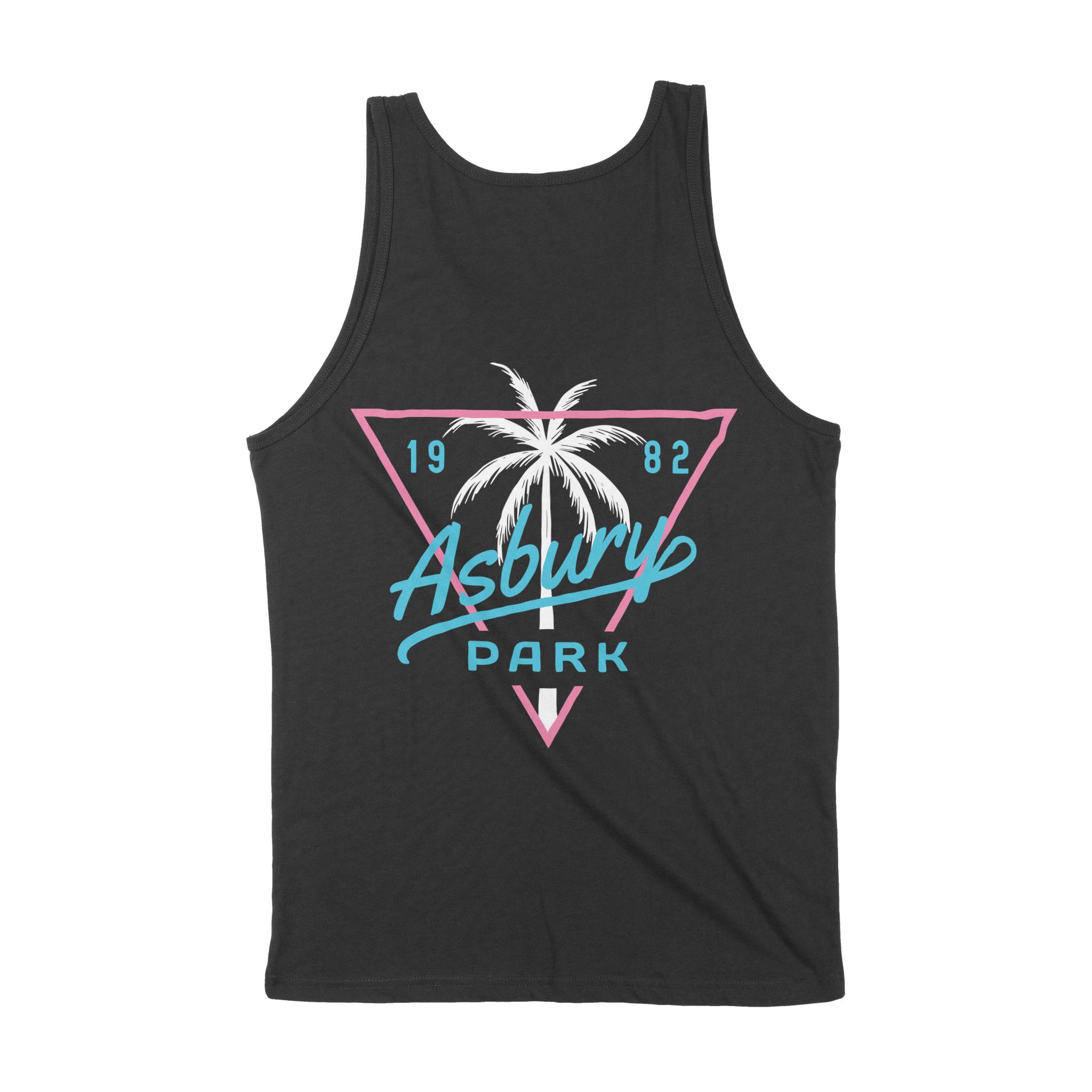 Asbury Park Triangle Palm Tank Top in Black - back view