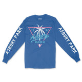Asbury Park Triangle Palm Longsleeve in Royal - front with sleeves view