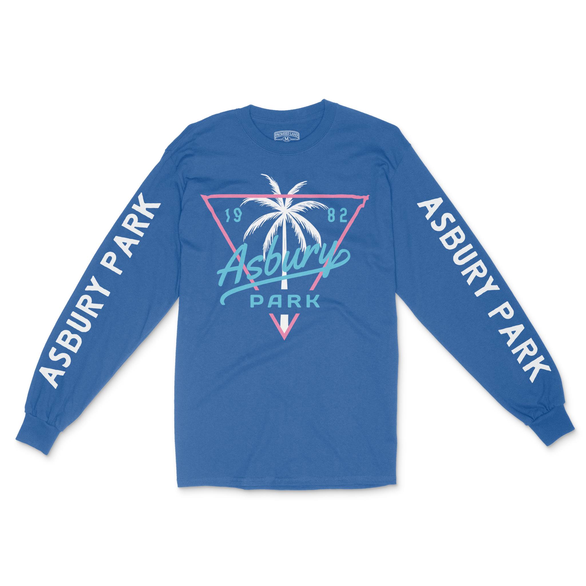 Asbury Park Triangle Palm Longsleeve in Royal - front with sleeves view