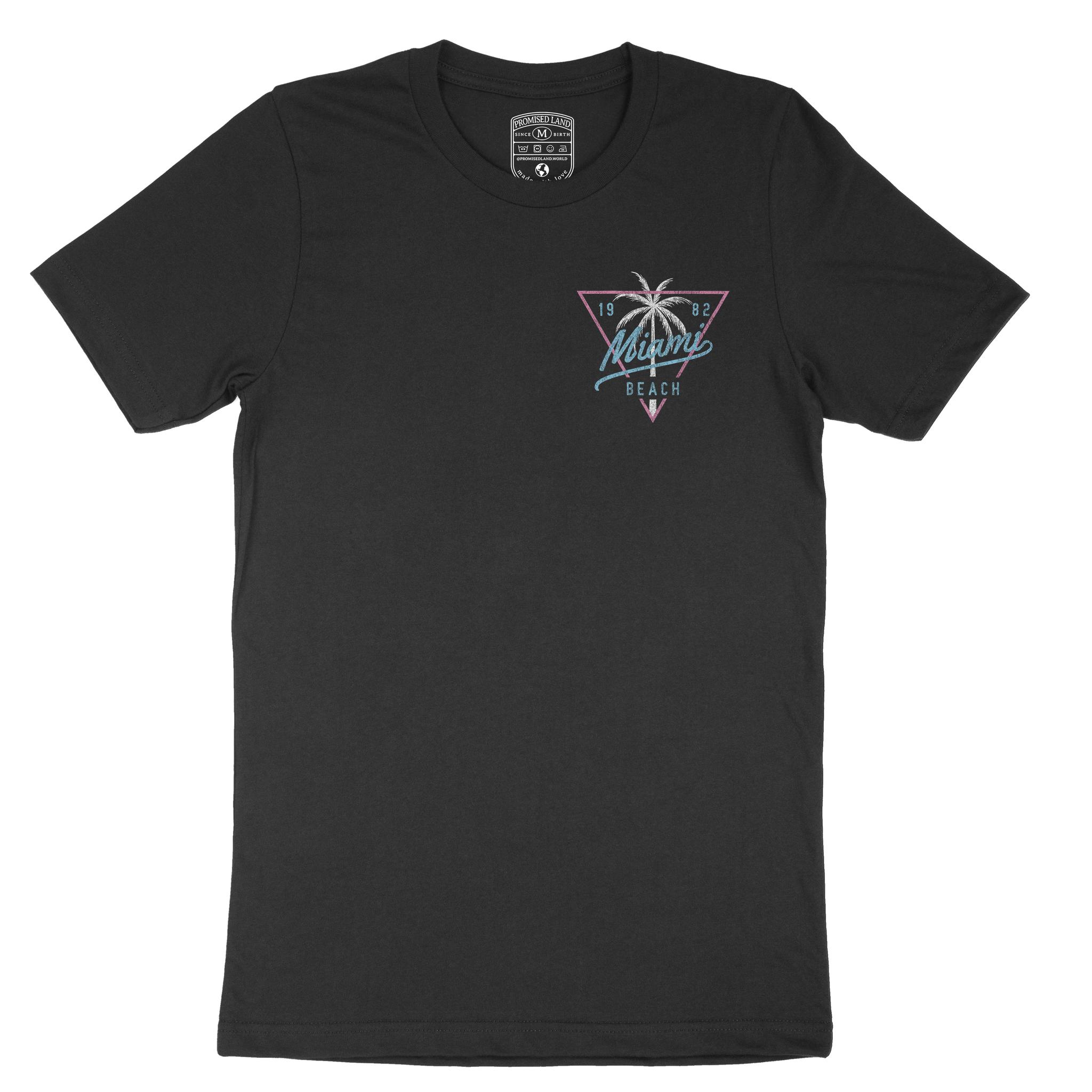 Miami Triangle Palm T-Shirt in Black - front view