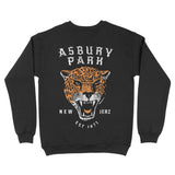 Asbury Park Leopard Jerz Crewneck in Black - back view