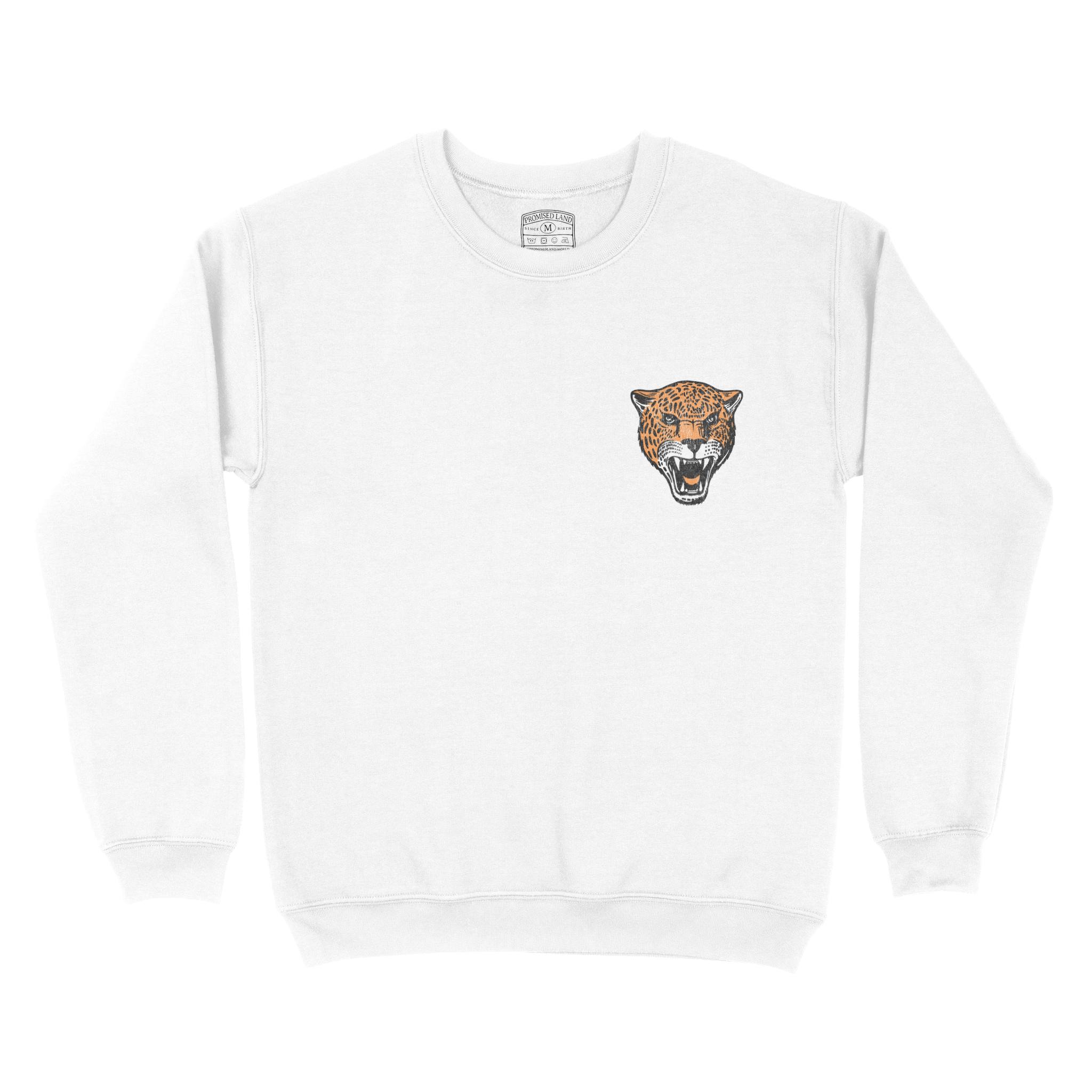 Asbury Park Leopard Jerz Crewneck in White - front view