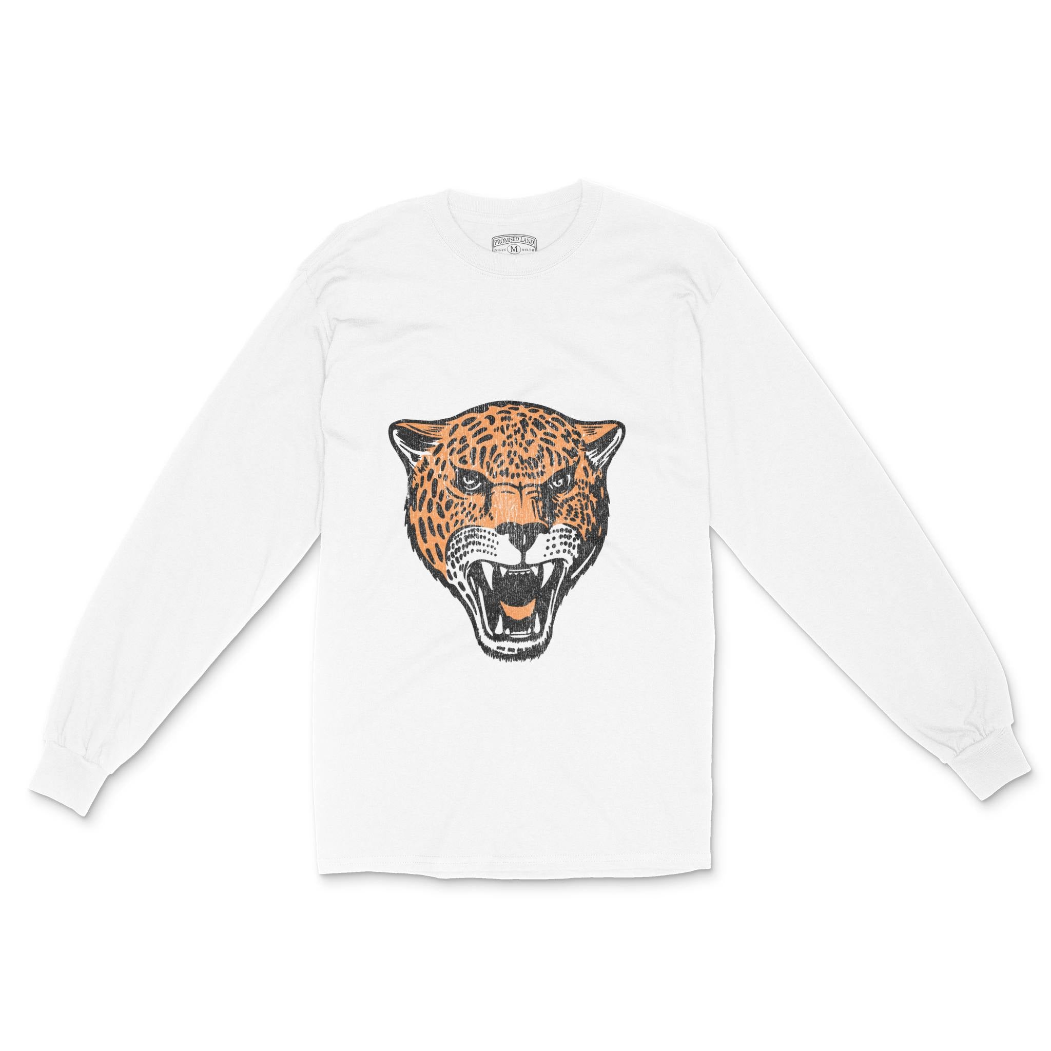Asbury Park Leopard Jerz Longsleeve in White - front view
