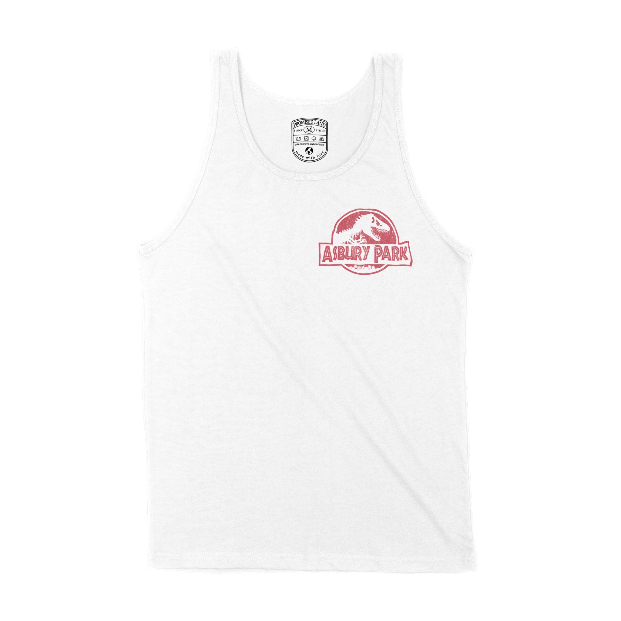 Asbury Park Dino Park Red Tank Top in White - front view