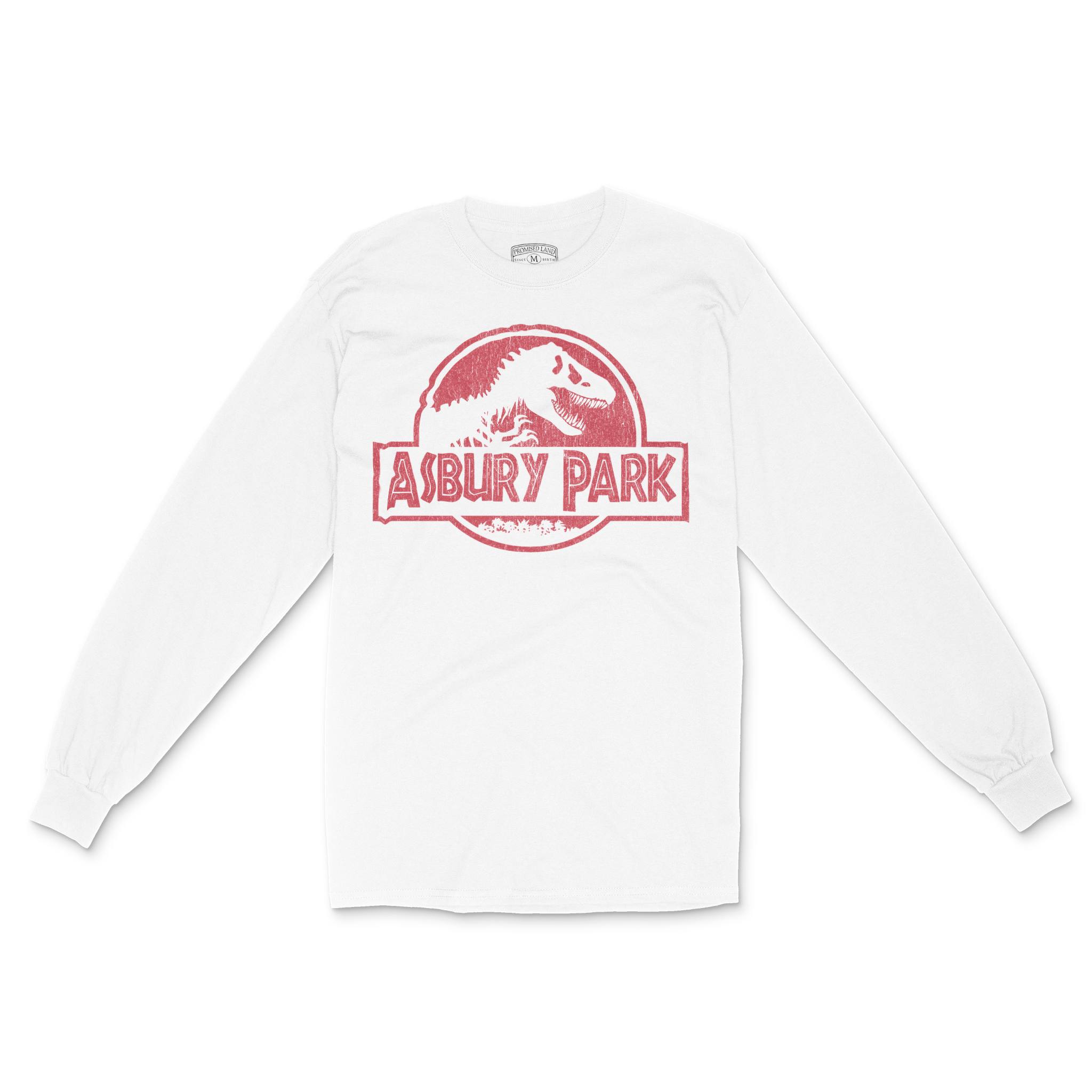 Asbury Park Dino Park Red Longsleeve in White - front view