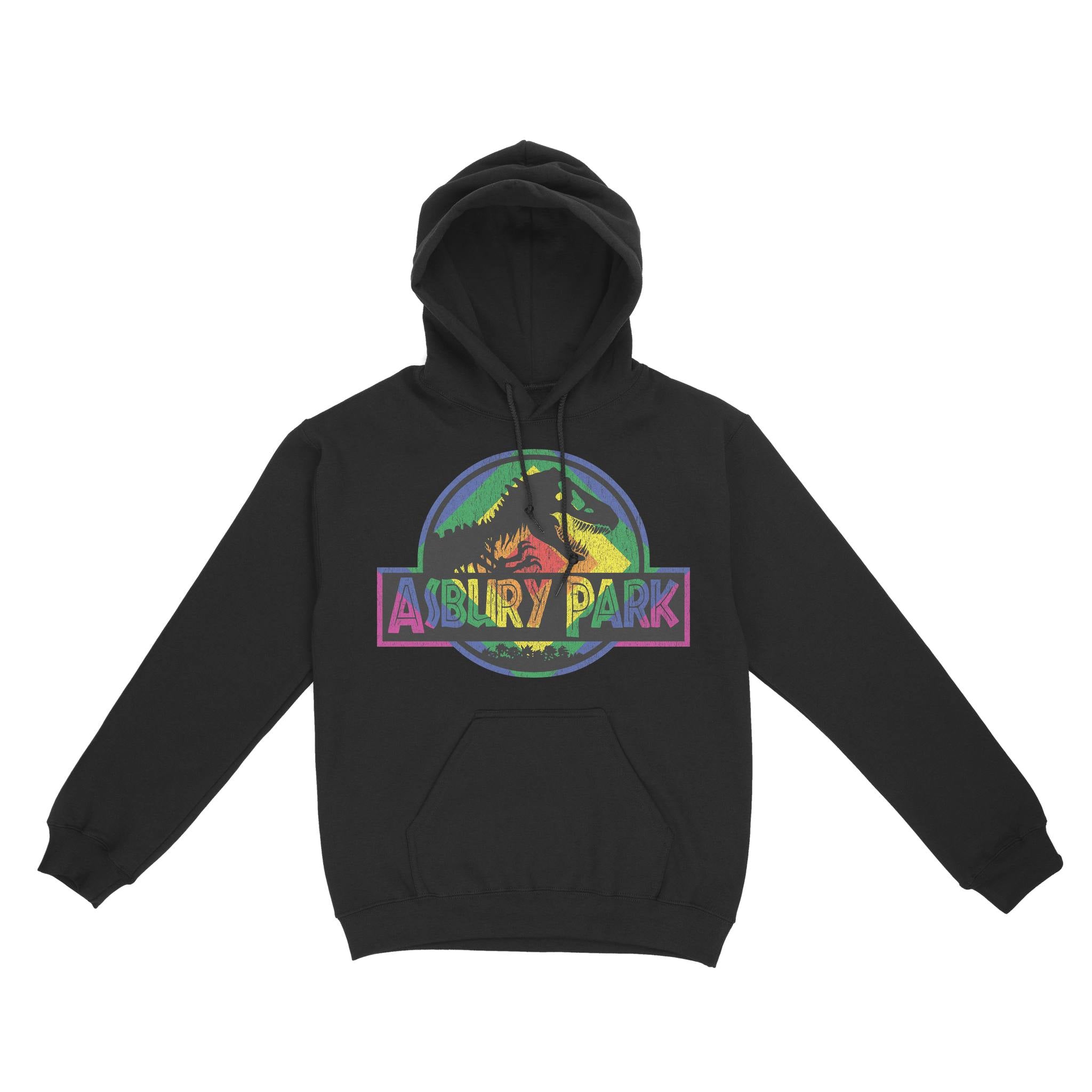 Asbury Park Dino Park Pride Hoodie in Black - front view