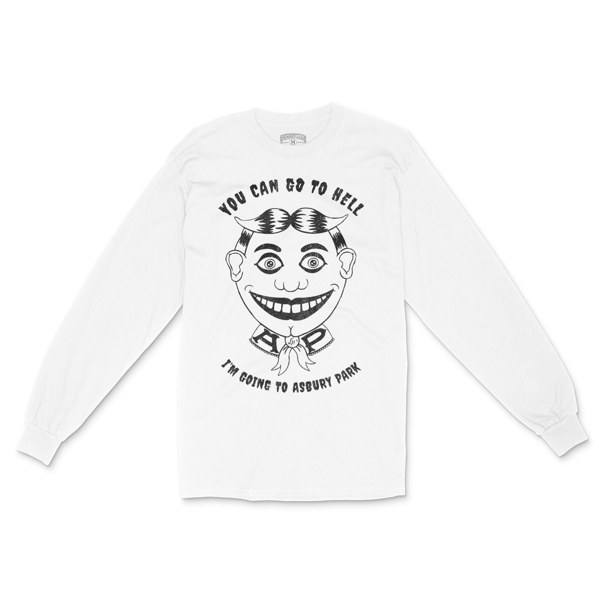 Asbury Park Tillie Go To Hell Longsleeve in White - front view