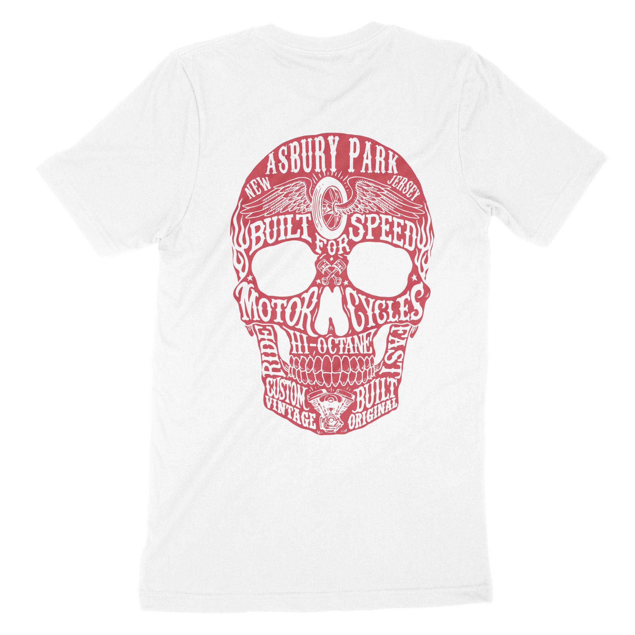 Asbury Park Speed Skull T-Shirt in White - back view