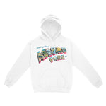 Asbury Park Greetings Postcard Hoodie in White - front view