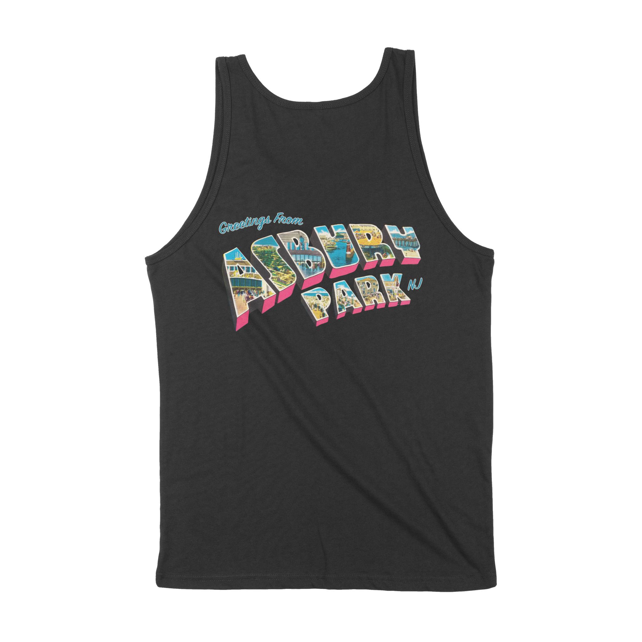 Asbury Park Greetings Postcard Tank Top in Black - back view