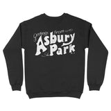 Asbury Park Greetings Script Crewneck in Black - back view
