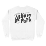 Asbury Park Greetings Script Crewneck in White - back view